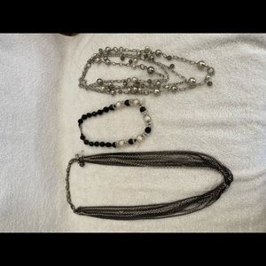 3 different styles , chain , silver beads and acrylic, great condition